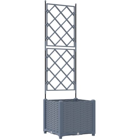 Bac à fleurs avec Treillis Gris clair 40 x 40 x 143 cm PP vidaXL (1/5)