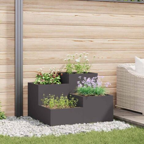 Cache-pot de jardin Noir 100 x 100 x 60 cm Acier vidaXL