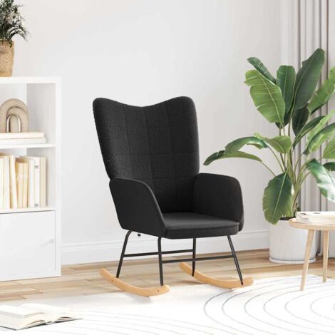 Chaise à bascule Noir Tissu Sherpa vidaXL (1/5)