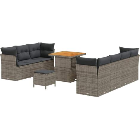 Ensemble de canapé de jardin 10 pcs Gris polyrotin vidaXL (1/5)