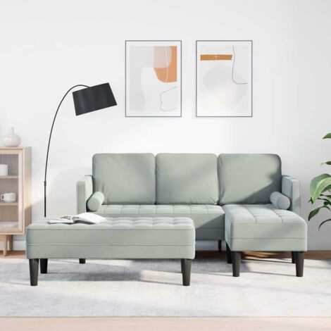vidaXL Ensemble de Canapés avec coussin 2 pcs Gris clair Polyester