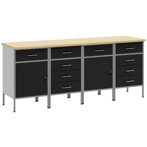 Placard de travail 4 pcs Noir et gris 200 x 55 x 85 cm vidaXL