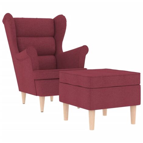 Fauteuil avec repose-pied Rouge bordeaux Tissu vidaXL