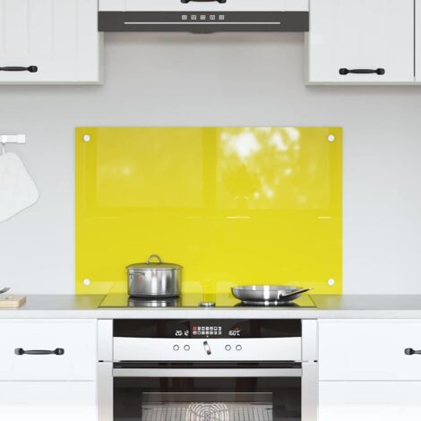 Protection de cuisine Jaune 80 x 50 x 0,6 cm verre trempé vidaXL