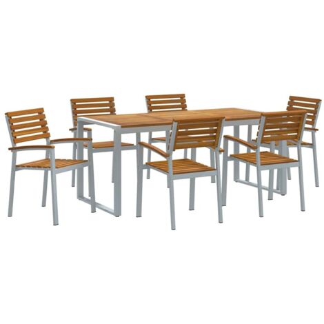 Ensemble de salle à manger pour jardin 7 pcs Gris et marron vidaXL