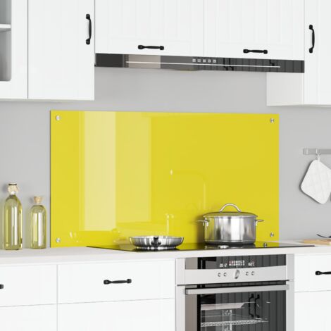 Crédence de cuisine  jaune 120x60x0,6 cm en verre trempé vidaXL