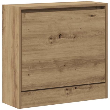 Vidaxl – Cabinet à chaussures en bois d'ingénierie – Dimensions 60 x 21 x 57 cm – 1 porte à charnières – Étagères de rangement accessibles
