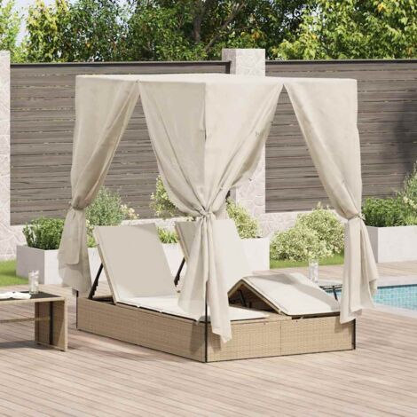 Transat double Réglable Beige 205 x 129 x 200 cm polyrotin vidaXL