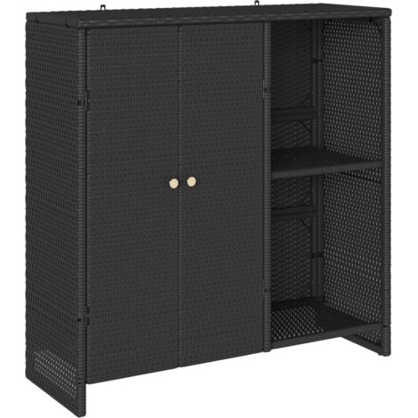 Vidaxl – Armoire de jardin en rotin noir 100 x 36 x 102 cm – 2 portes – Usage intérieur – Rangement élégant pour salons et bureaux