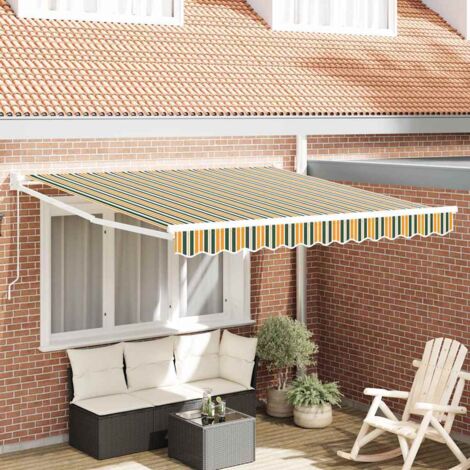 Store Manuel Rétractable Vert et Jaune 350x250 cm vidaXL