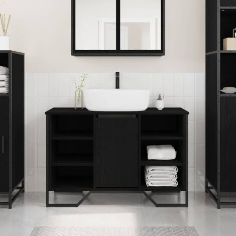 Cabinet de Lavabo Chêne noir 91 x 35 x 60 cm Bois d'ingénierie vidaXL