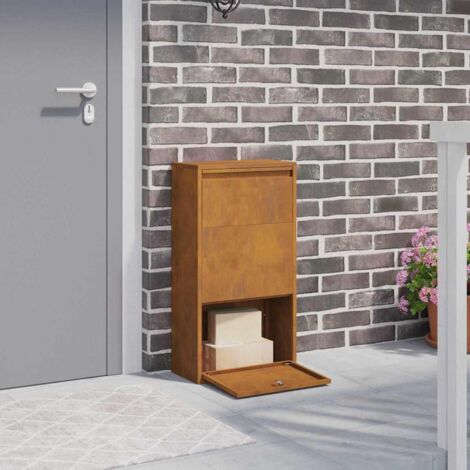 Vidaxl – Boîte aux lettres pour colis en acier weathering 44 x 22 x 82 cm – Mécanisme de verrouillage robuste – Design moderne pour extérieur (1/5)