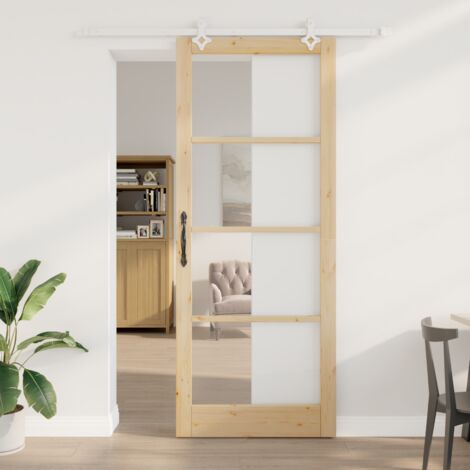 Porte Coulissante Marron 93 x 232 cm Bois et métal vidaXL