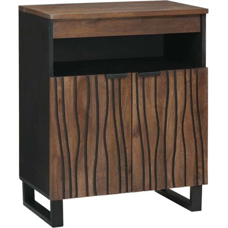Buffet En Bois De Manguier Massif - Blanc - 60x33x75 Cm - Avec Tiroirs - Meuble De Rangement Salle à Manger