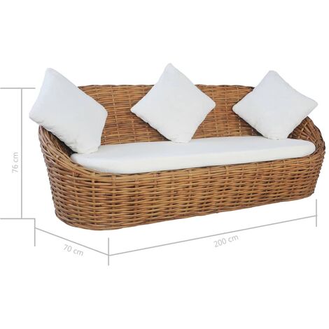 Canapé de jardin BASKET 2/3 places Naturel coussins taupe