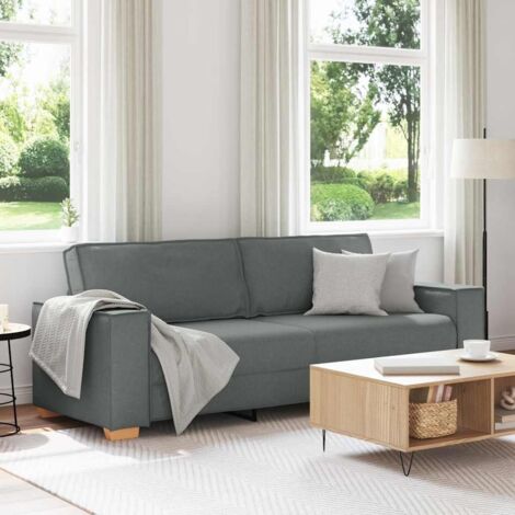 Vidaxl – Canapé 3 places convertible gris foncé 220x78x84 cm – Tissu polyester durable – Accoudoirs larges pour confort optimal