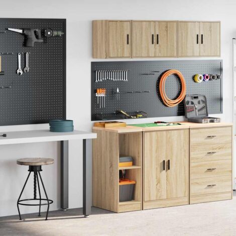 Armoires de garage 2 pcs chêne sonoma bois d'ingénierie vidaXL