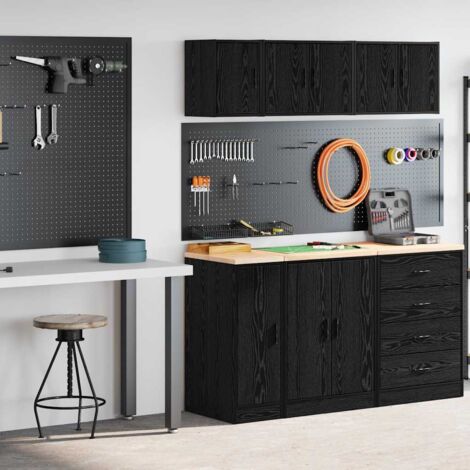 Armoires de garage 2 pcs noir bois d'ingénierie vidaXL