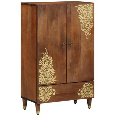 Vidaxl – Haut armoire marron 60 x 33,5 x 100 cm – Bois de manguier massif – Avec étagère et 2 portes – Design moderne pour intérieur (1/5)