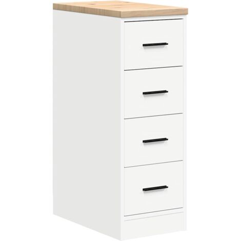 Vidaxl – Armoire de rangement garage blanc 30x51x85 cm en bois d'ingénierie – 4 tiroirs – Capacité 60 kg – Surface de travail en pin massif (1/5)