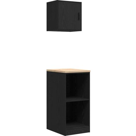 Armoires de garage 2 pcs noir bois d'ingénierie vidaXL