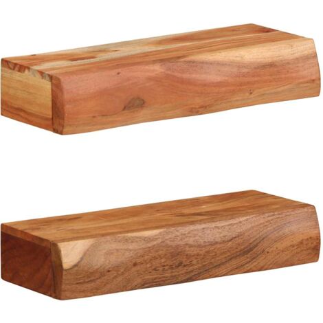 Vidaxl – Étagères murales 2 pcs bois massif d'acacia 40x17x8 cm – Finition naturelle – Pour optimisation espace intérieur (1/5)
