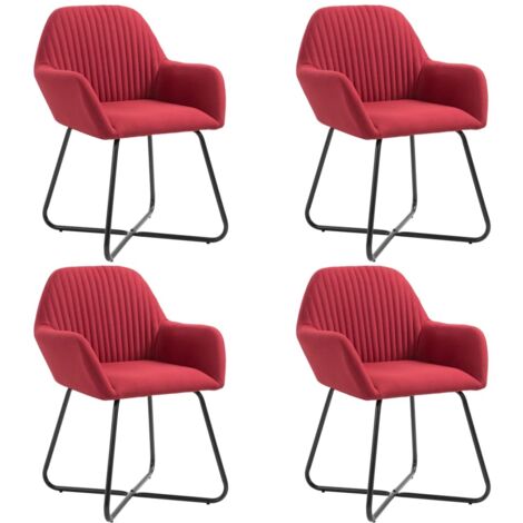 Chaises à manger lot de 4 rouge bordeaux tissu vidaXL (1/5)