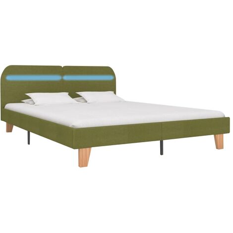 Cadre de lit avec LED sans matelas vert tissu 160x200 cm vidaXL (1/5)