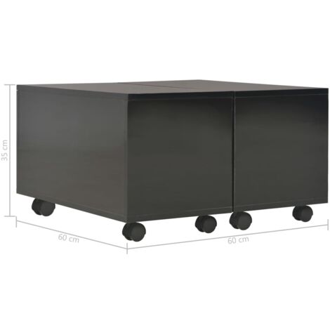 Table basse Noir brillant 60x60x35 cm Bois d'ingénierie vidaXL