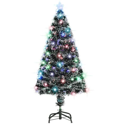 Vidaxl – Arbre lumineux 120 cm – Couleur verte et blanche – Lumières LED et fibre optique – Changement automatique des couleurs – Support inclus