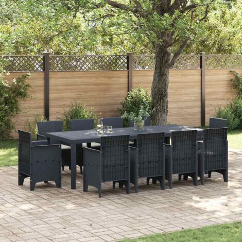 Ensemble de salle à manger pour jardin 11 pcs Anthracite vidaXL