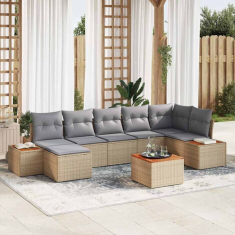 Ensemble de canapé de jardin 8 pcs Beige et Gris clair vidaXL (1/5)