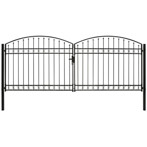 Vidaxl – Portail fer et acier double porte 400x175 cm – Arc en acier – Revêtement anti-corrosion – Installation facile avec charnières robustes (1/5)