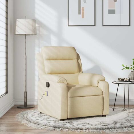 Fauteuil inclinable de massage crème tissu vidaXL (1/5)