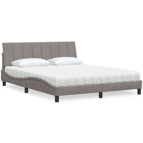 vidaXL Lit avec matelas Hanko taupe 160x200 cm tissu (1/5)