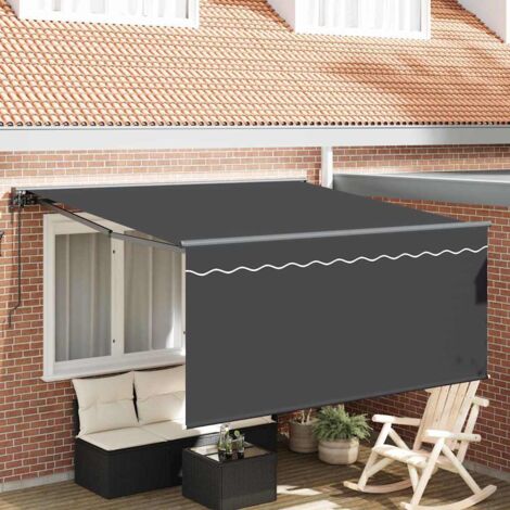 Store Rétractable Manuel VidaXL - Gris - 350x250 Cm - Pour Terrasse, Balcon - Protection Soleil Et Pluie