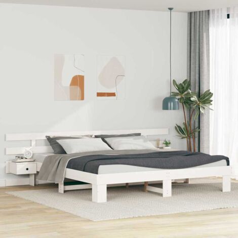 Cadre de lit avec tête de lit Blanc 180 x 200 cm Pin massif vidaXL (1/5)
