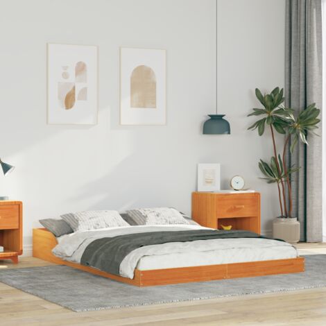Cadre de lit Brun cire 120 x 190 cm Pin massif vidaXL (1/5)