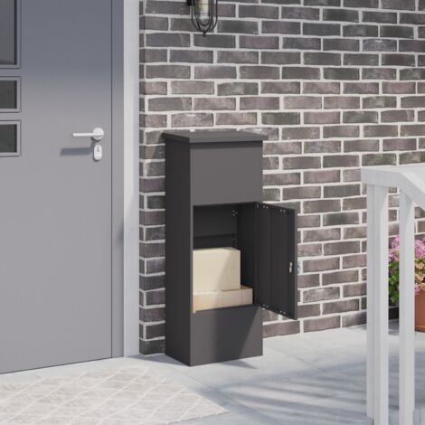 Vidaxl – Boîte aux lettres de dépôt de colis en acier noir 44,5 x 29 x 110,5 cm – Serrure à pêne dormant – Rangement sécurisé pour extérieur