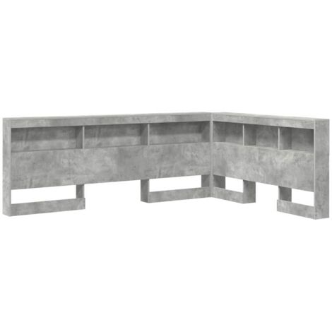 vidaXL Tête de lit de rangement Gris béton 140 cm Bois d'ingénierie