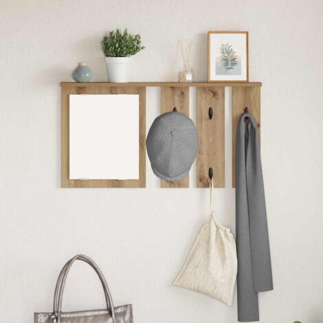 Porte-manteau mural avec miroir chêne artisanal 85 x 10 x 45 cm vidaXL
