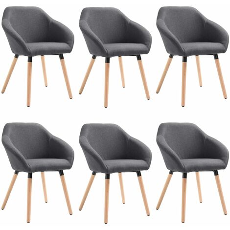 Chaises à manger lot de 6 gris foncé tissu vidaXL (1/5)