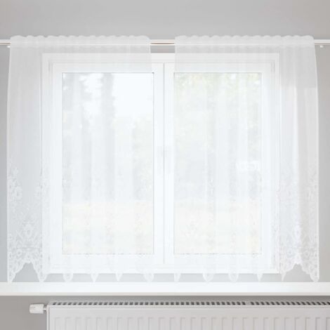 Rideau en Dentelle avec des rideaux Blanc 150x140cm Polyester vidaXL (1/5)