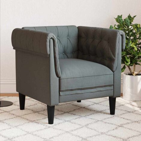Fauteuil Chesterfield Gris foncé 78.5 x 74.5 x 74.5 cm tissu vidaXL