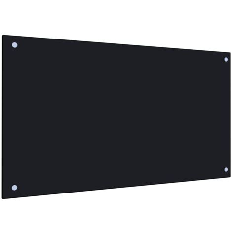Vidaxl – Dosseret de cuisine noir 90x50 cm en verre trempé – Protection anti-éclaboussures – Résistant à la chaleur – Montage facile inclus (1/8)