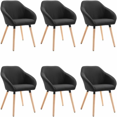 Chaises à manger lot de 6 noir tissu vidaXL (1/5)