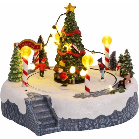 KYKHT Décoration de village de vacances de Noël en résine avec lumière KYKHT Décoration de village de vacances de Noël en résine avec lumière
