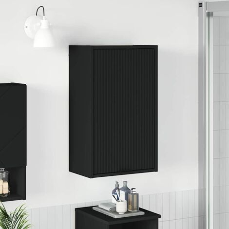 Vidaxl – Cabinet de salle de bain mural noir 39 x 23,5 x 65 cm – Bois d'ingénierie – 2 portes à charnières – Rangement optimisé pour petits espaces (1/5)