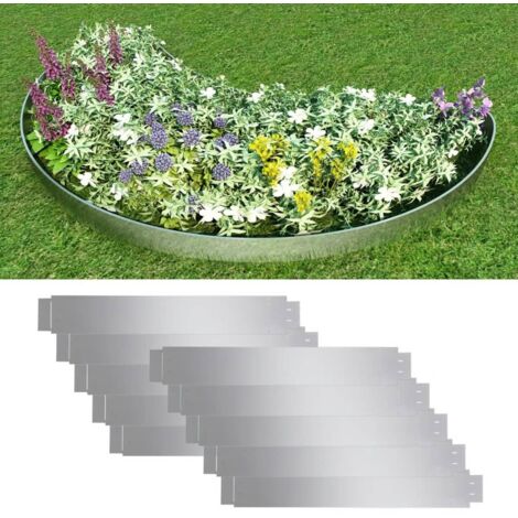 Vidaxl – Clôture de pelouse flexible 10 pcs – Acier galvanisé 100x14 cm – Courbable pour formes variées – Pour délimitations précises
