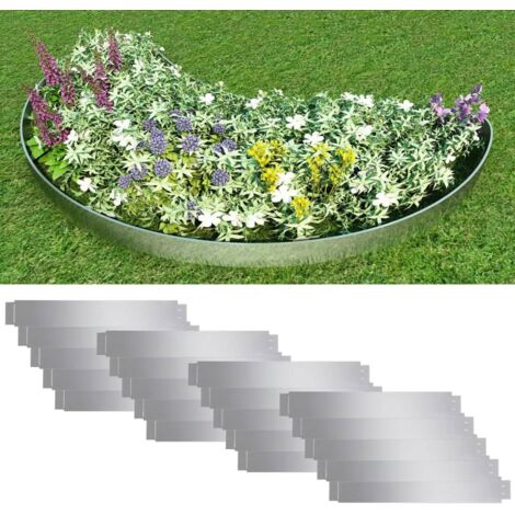 Vidaxl – Clôture de pelouse flexible 20 pcs – Acier galvanisé 100x14 cm – Facile à courber pour formes personnalisées – Pour espaces extérieurs